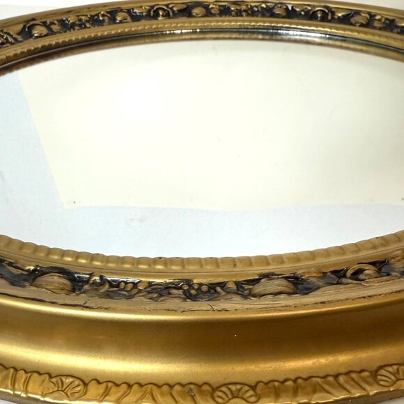 Oval Gold Wall Mirror VTG Ornate Decorative Vanity Hollywood Regency Home Decor - Picture 16 of 16